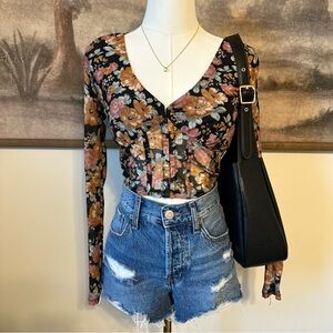 Forever 21 Black Floral Blouse